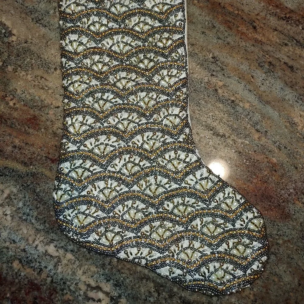Pier 1 Imports Beaded Christmas Stocking